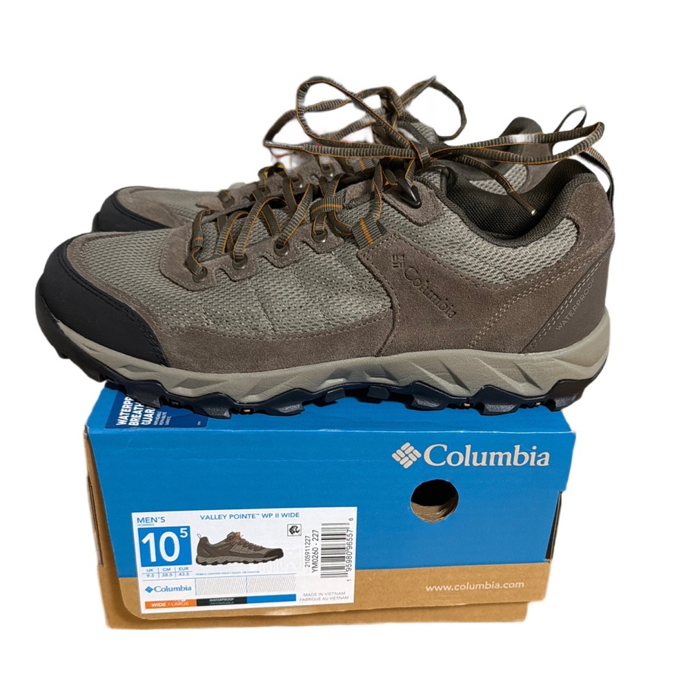 Columbia Men's Brown/Taupe/Black VALLEY POINTE WP II WIDE 10.5 EUC 1X